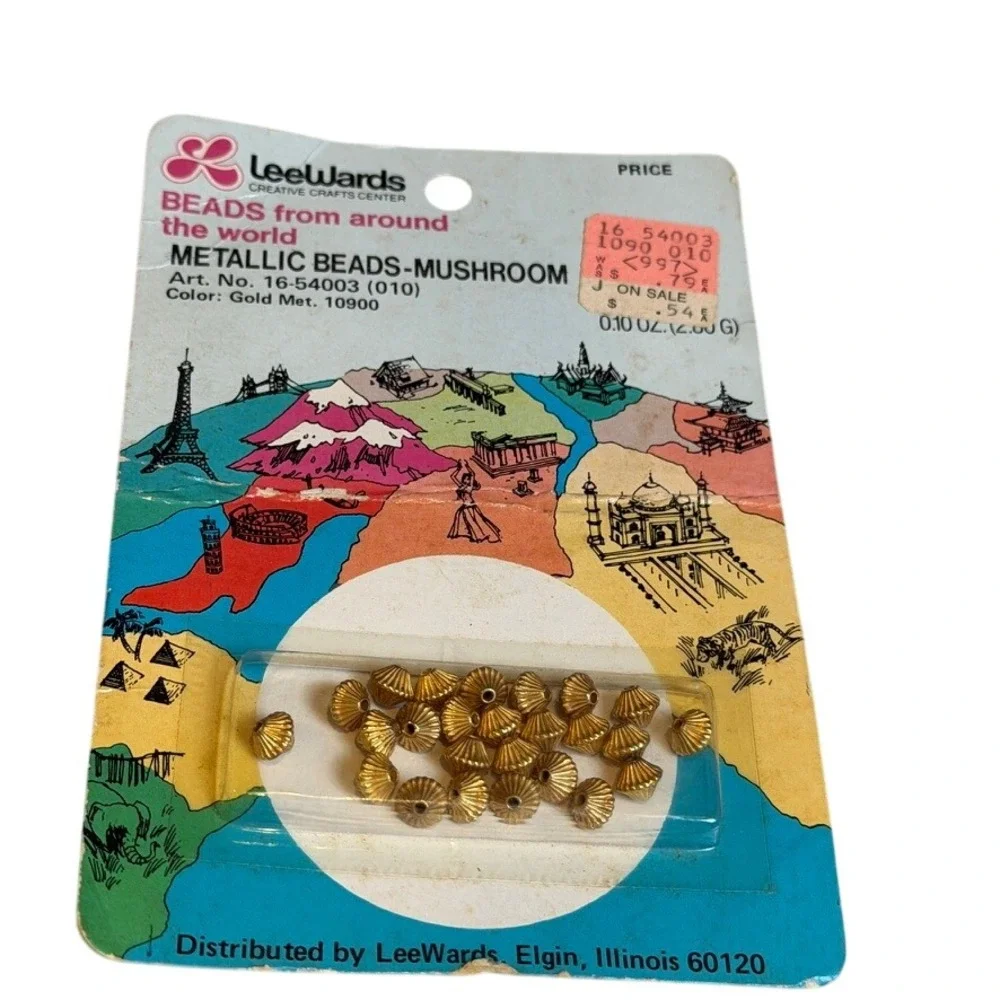 Vintage LeeWards‎ Beads & Sequins Craft Lot Multicolor Supplies Mushroom Beads